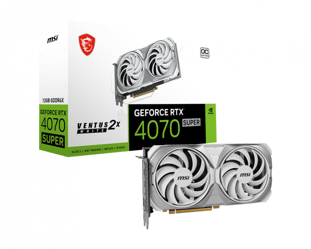 Tarjeta De Video Msi (Rtx 4070 Super 12G Ventus 2X White Oc) 12Gb Gddr6X 2505 Mhz 1*Hdmi 3*Dp