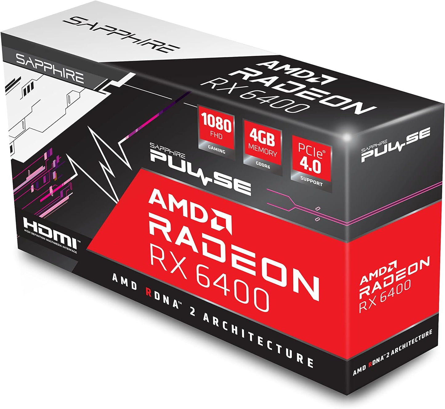 Tarjeta De Video Sapphire (11315-01-20G) Pulse Amd Radeon Rx 6400 Gaming 4Gb Gddr6 64Bit