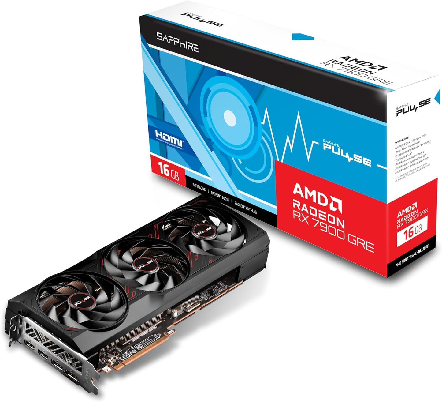 Tarjeta De Video Sapphire (11325-04-20G) Pulse Radeon Rx 7900 Gre 16Gb Gddr6 2290Mhz 2*Dp 2*Hdmi
