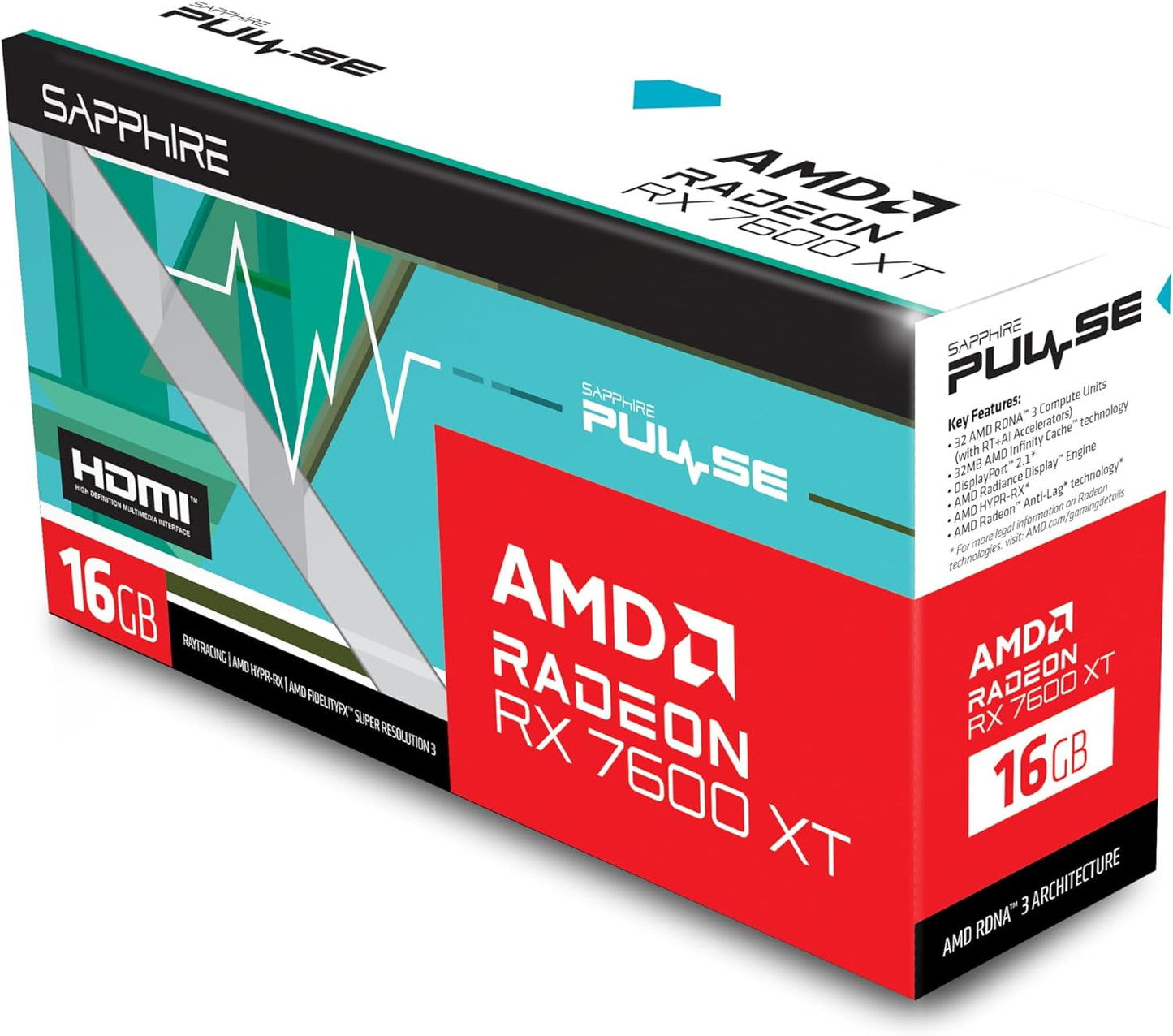 Tarjeta De Video Sapphire (11339-04-20G) Pulse Radeon Rx 7600 Xt, 16Gb Gddr6, 2810Mhz, 2*Dp, 2*Hdmi