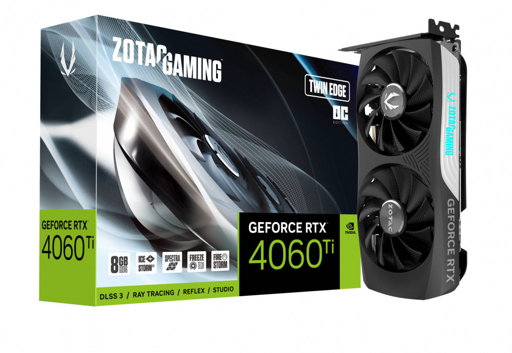 Tarjeta De Video Zotac (Zt-D40610H-10M) Rtx4060 Ti Oc 8Gb,Twin Edge,Pci-E 4.0,Hdmi,3*Dp 1.4A,2*Fan