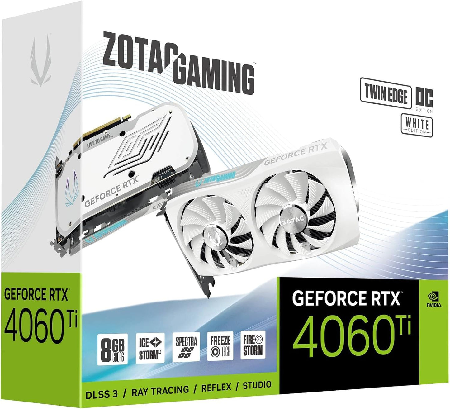 Tarjeta De Video Zotac (Zt-D40610Q-10M) Rtx4060Ti8Gb Oc,Blanco,Pci-E 4.0,Hdmi,3*Dp 1.4A,2*Fan