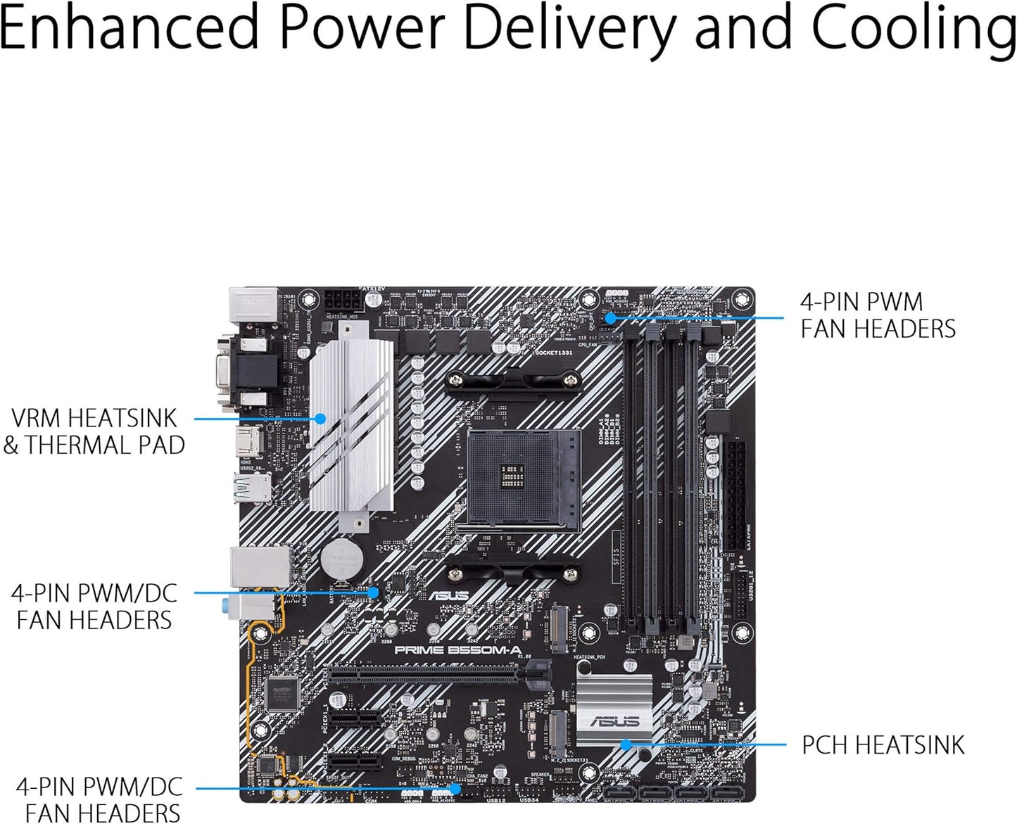 Motherboard Asus (Prime B550M-A Wifi Ii) Socket Am4,4*Ddr4,Hdmi,Dp,Vga,Pcie-4.0,Wifi6,Micro Atx