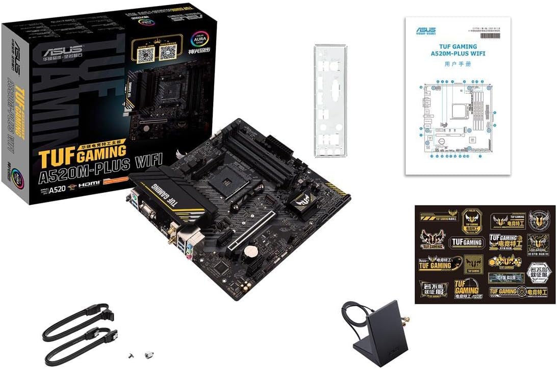 Motherboard Asus (Tuf Gaming A520M-Plus Wifi) Socket Am4,4*Ddr4,Hdmi,Dp,Vga,Pcie-3.0,Wifi,Micro Atx
