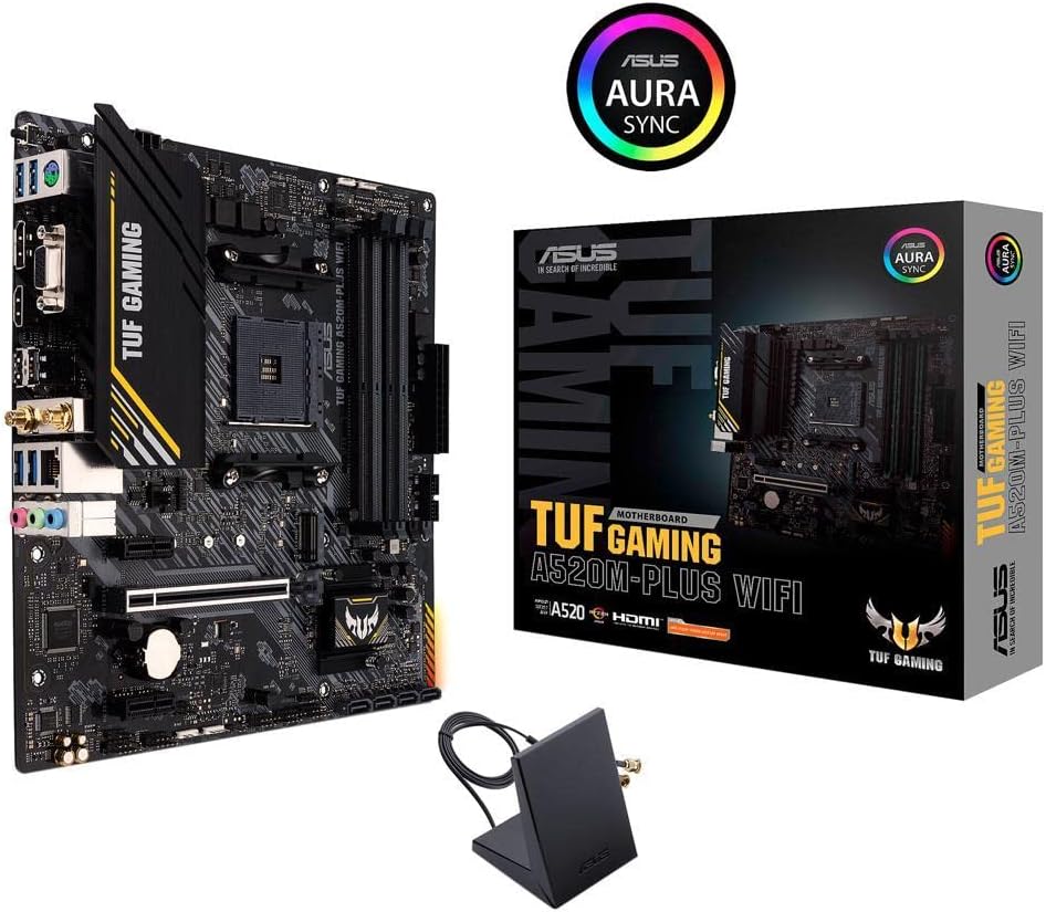 Motherboard Asus (Tuf Gaming A520M-Plus Wifi) Socket Am4,4*Ddr4,Hdmi,Dp,Vga,Pcie-3.0,Wifi,Micro Atx