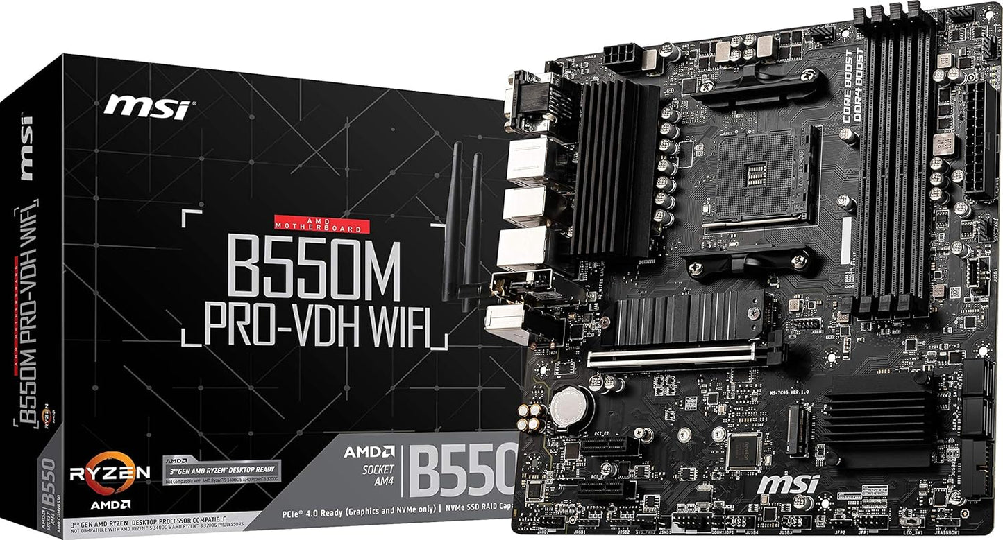 Motherboard Msi (B550M Pro-Vdh Wifi) Socketam4,4*Ddr4 4400,Hdmi,Dp, Vga, Pci-E 4.0, Micro Atx