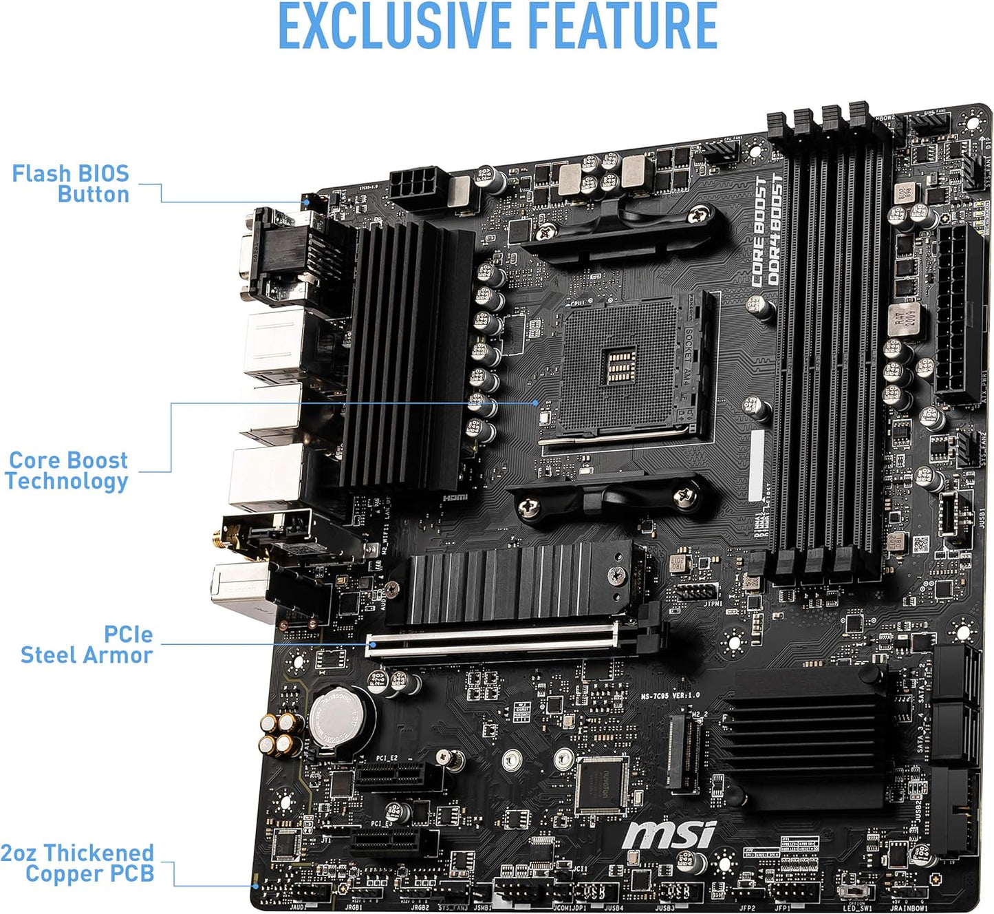 Motherboard Msi (B550M Pro-Vdh Wifi) Socketam4,4*Ddr4 4400,Hdmi,Dp, Vga, Pci-E 4.0, Micro Atx