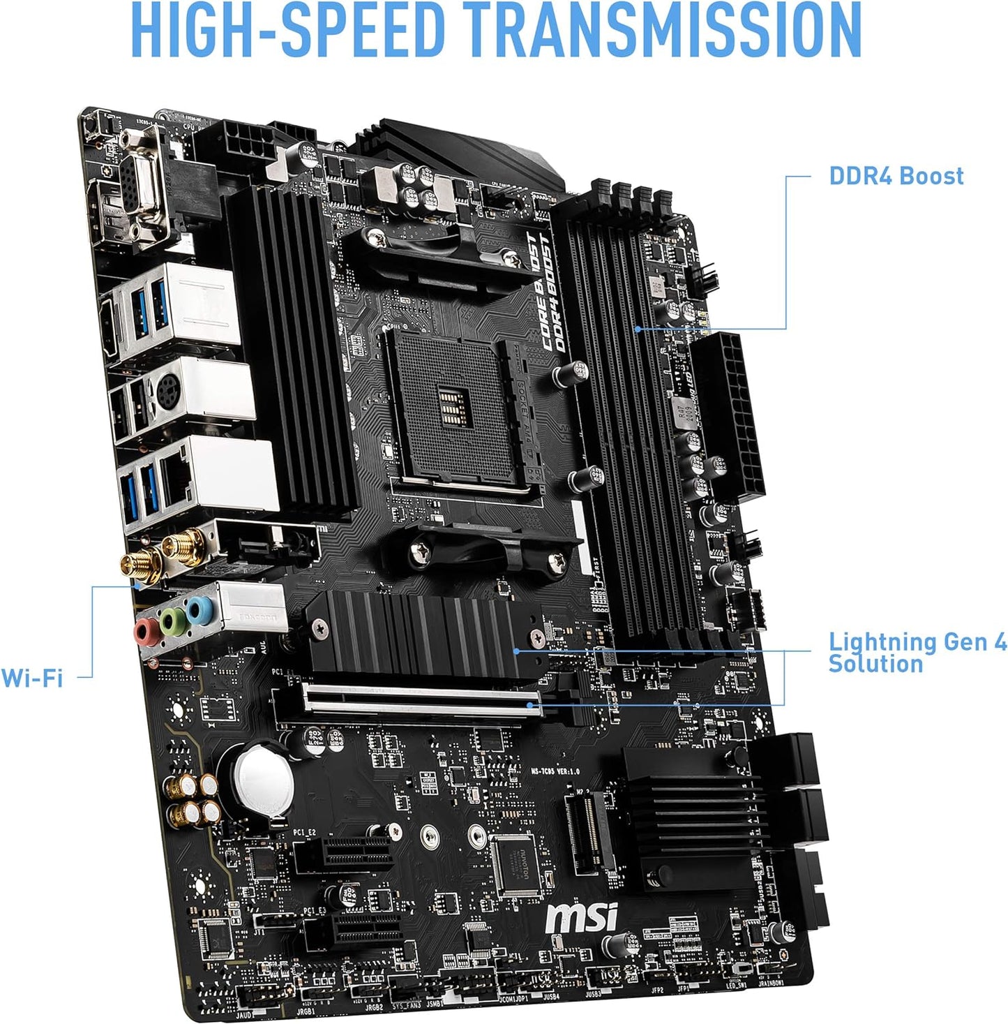 Motherboard Msi (B550M Pro-Vdh Wifi) Socketam4,4*Ddr4 4400,Hdmi,Dp, Vga, Pci-E 4.0, Micro Atx