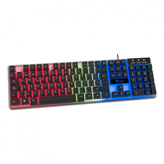 Teclado Alambrico Stylos (Sttealled1T) 105 Teclas Membrana Usb Led Transparente