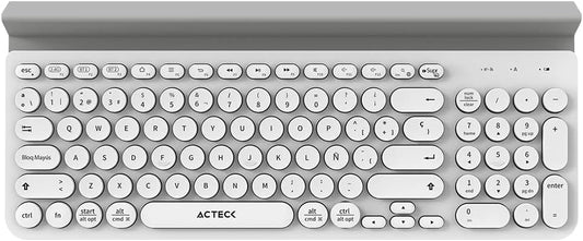 Teclado Inalambrico Acteck (Ac-934213) Inspire Comp Ti695,Rf Usb,Bt,Base P/Dispositivo,Blanco
