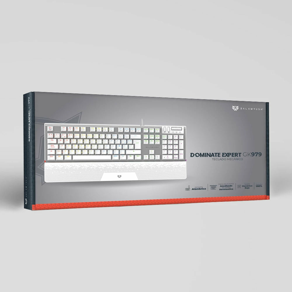 Teclado Mecanico Balam Rush (Br-936798) Dominate Expert Gk979 Switch Red 105 Teclas Rgb Blanco