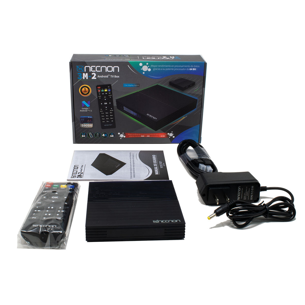 Tv Box Necnon (3M-2) Android 11, 2Gb Ram, 16Gb Rom, 4K, Procesador S905W2 64 Bits,Wifi 2.4/5G,Negro