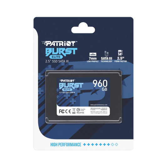 Unidad Ssd 2.5" Patriot 960Gb (Pbe960Gs25Ssdr) Burst Elite, Sata3, 7Mm, 3D Nand