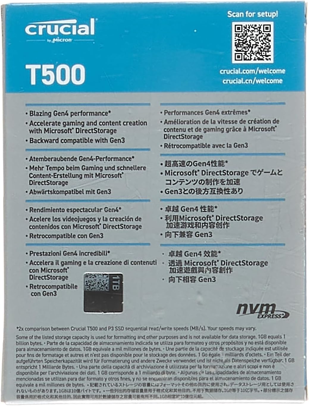 Unidad Ssd M.2 Crucial 1Tb T500 (Ct1000T500Ssd8) T500 Pcie 4.0 Nvme 2280