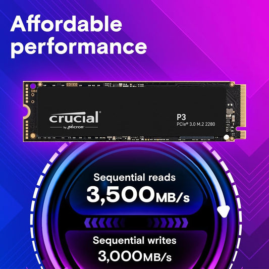 Unidad Ssd M.2 Crucial 2Tb (Ct2000P3Ssd8) P3, Pcie 3.0, Nvme, 3D Nand, 2280