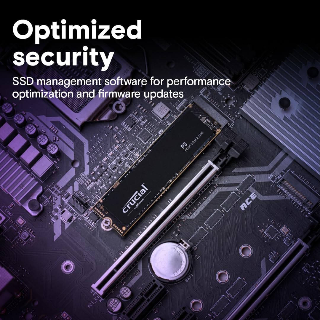 Unidad Ssd M.2 Crucial 500Gb (Ct500P3Ssd8) P3, Pcie 3.0, Nvme, 3D Nand, 2280