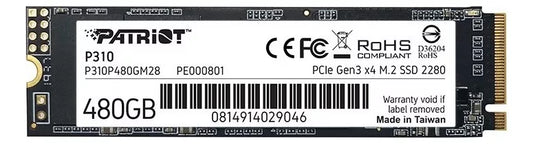 Unidad Ssd M.2 Patriot 480Gb (P310P480Gm28) P310,Pcie 3.0, Nvme, 2280