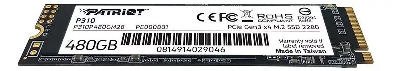 Unidad Ssd M.2 Patriot 480Gb (P310P480Gm28) P310,Pcie 3.0, Nvme, 2280