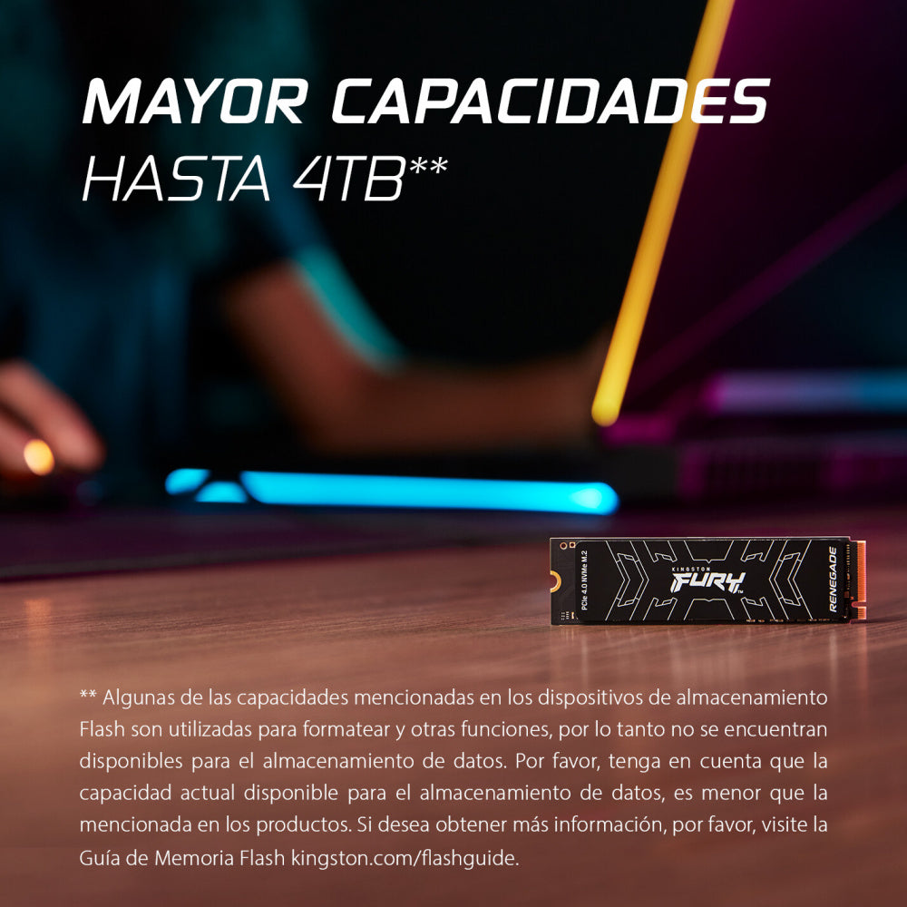 Unidad Ssd M.2 Kingston 4Tb (Sfyrd/4000G) Nvme, Pci Express 4.0, Fury Renegade, 2280