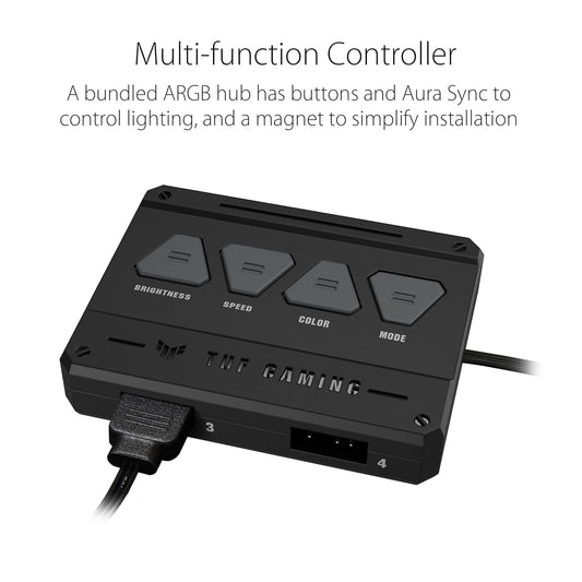 Ventilador Gabinete Asus (Tuf Gaming Tf120 Argb 3In1) Doble Capa Led,Hub Argb,Aura Sync,Negro