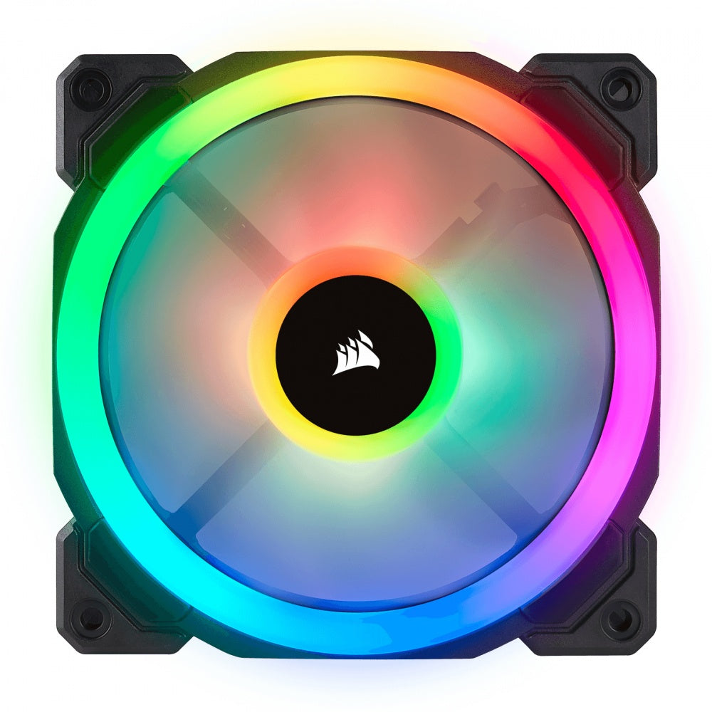 Ventilador Gabinete Corsair (Co-9050072-Ww) Ll120Rgb,Luz Dual,120Mm Pwm,3*Fan,Node Incluido,Negro