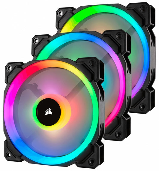 Ventilador Gabinete Corsair (Co-9050072-Ww) Ll120Rgb,Luz Dual,120Mm Pwm,3*Fan,Node Incluido,Negro