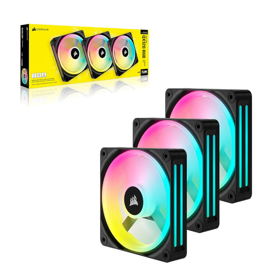 Ventilador Gabinete Corsair (Co-9051002-Ww) Icue Link Qx120 Rgb,3 Fan,120Mm,Domo Magnetico,Negro