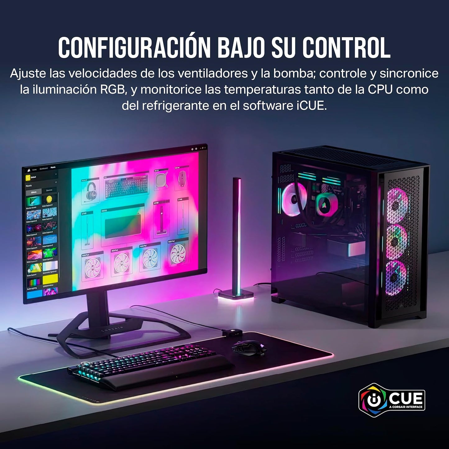 Ventilador Gabinete Corsair (Co-9051004-Ww) Icue Link Qx140 Rgb,2 Fan,140Mm,Domo Magnetico,Negro