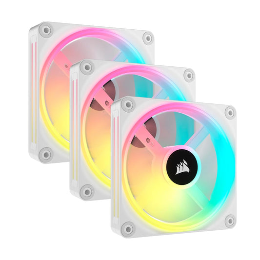 Ventilador Gabinete Corsair (Co-9051006-Ww) Icue Link Qx120 Rgb,3 Fan,120Mm,Domo Magnetico,Blanco