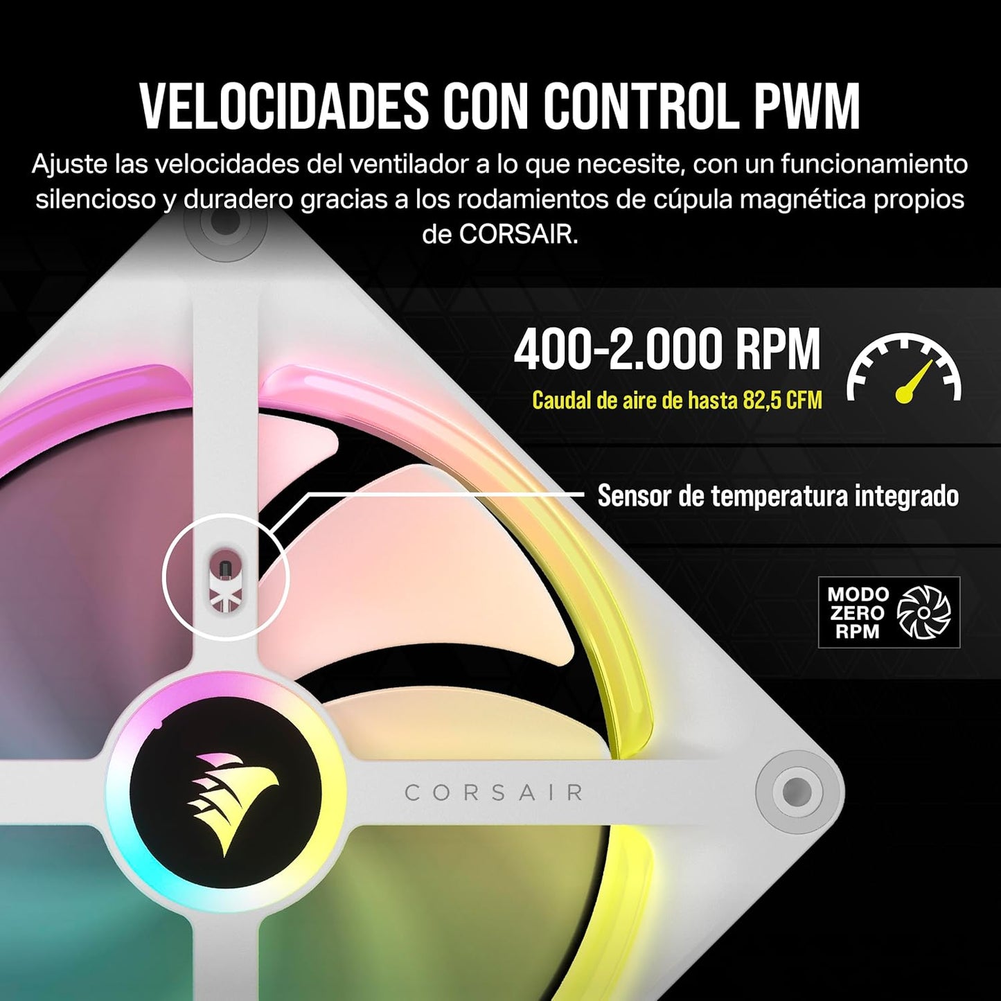 Ventilador Gabinete Corsair (Co-9051007-Ww) Icue Link Qx140 Rgb,1 Fan,140Mm,Domo Magnetico,Blanco