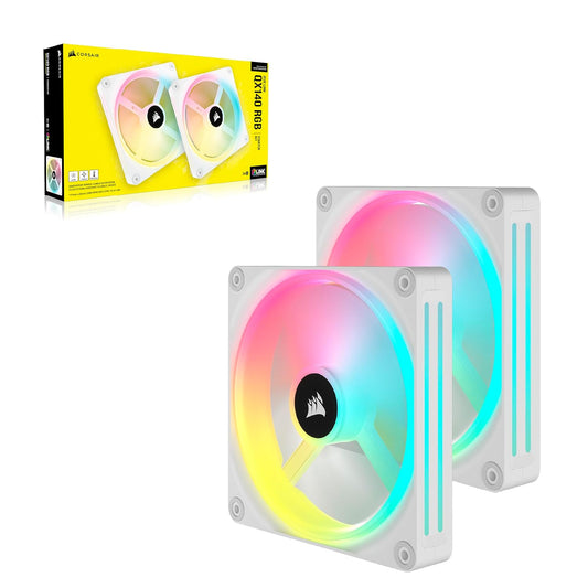 Ventilador Gabinete Corsair (Co-9051008-Ww) Icue Link Qx140 Rgb,2 Fan,140Mm,Domo Magnetico,Blanco
