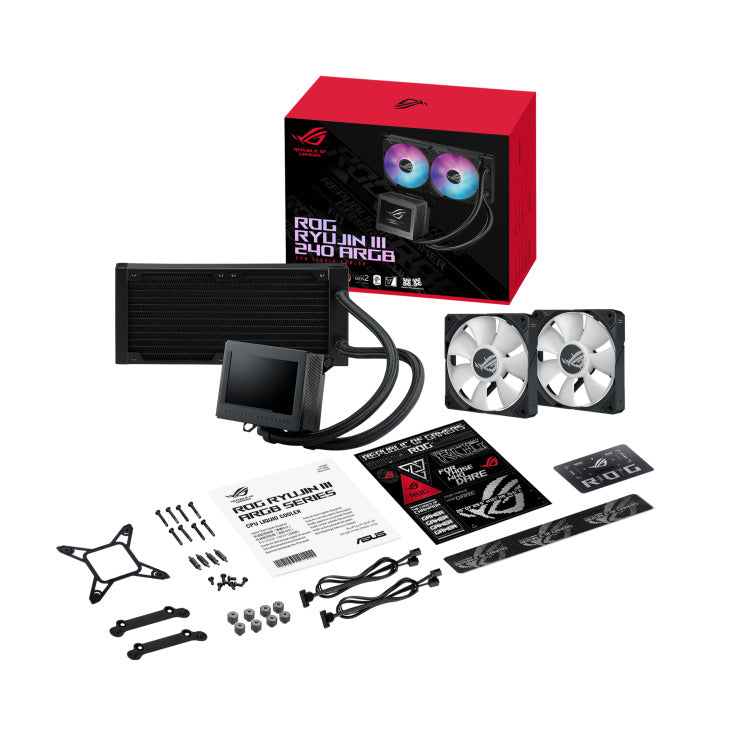 Ventilador P/Cpu Asus (Rog Ryujin Iii 240 Argb) 2Fans 120Mm,Pantalla Lcd 3.5",Enfriamiento Liquido