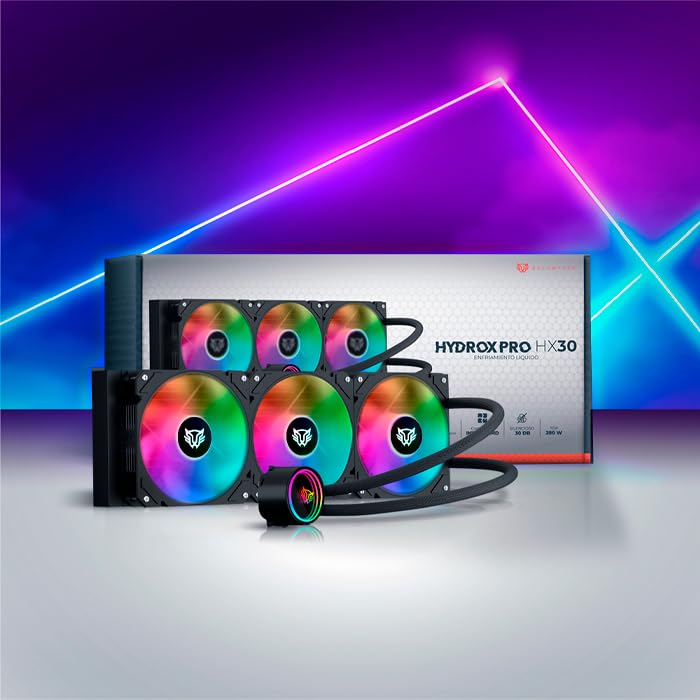 Ventilador P/Cpu Balam Rush (Br-937344) Hydrox Pro Hx30,360Mm,3 Fan 120Mm,Enfriamiento Liq,Negro