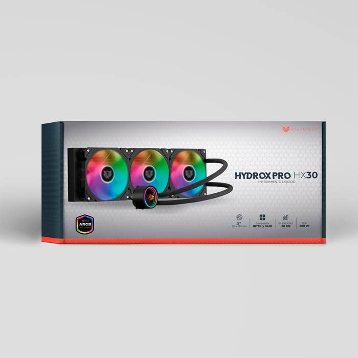 Ventilador P/Cpu Balam Rush (Br-937344) Hydrox Pro Hx30,360Mm,3 Fan 120Mm,Enfriamiento Liq,Negro