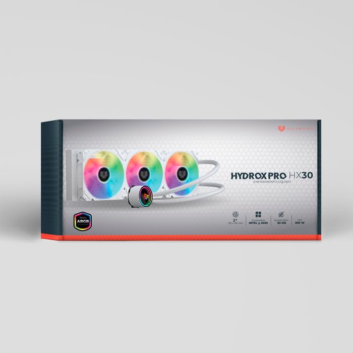 Ventilador P/Cpu Balam Rush (Br-937351) Hydrox Pro Hx30,360Mm,3 Fan 120Mm,Enfriamiento Liq,Blanco