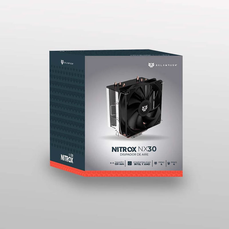 Ventilador P/Cpu Balam Rush (Br-937900) Nitrox Nx30,Vent 120Mm,4 Tubos,Lga 1700,Am5,Negro