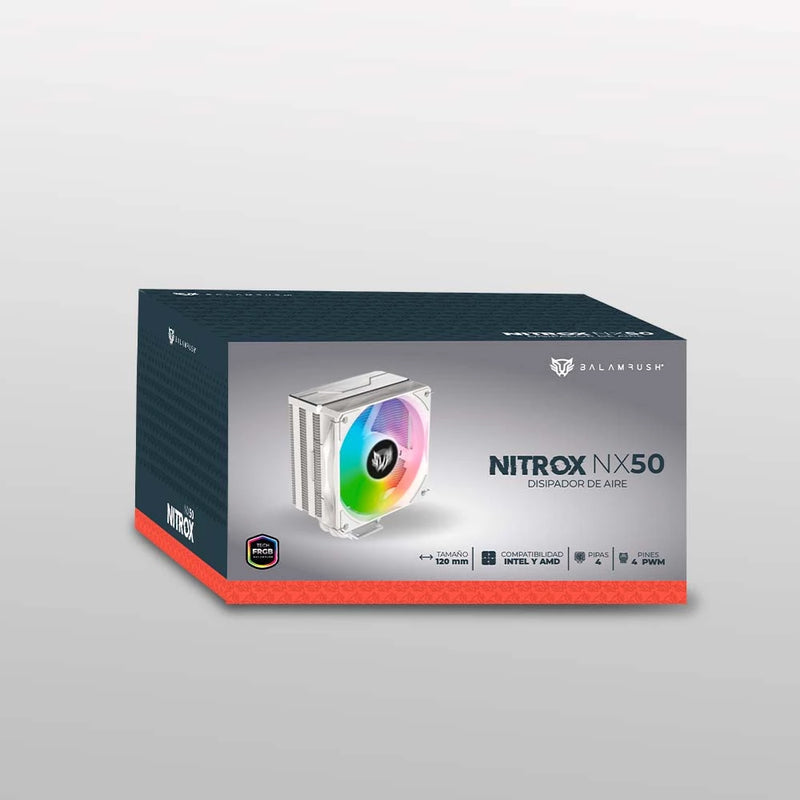 Ventilador P/Cpu Balam Rush (Br-937917) Nitrox Nx50Wvent 120Mm4 Tuboslga 1700Am5Rgbblanco