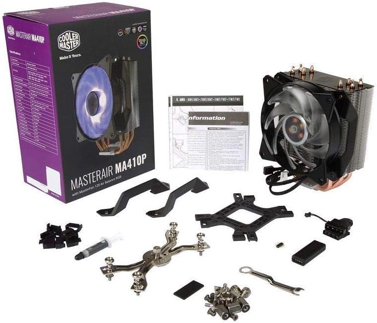 Ventilador P/Cpu Cooler Master (Map-T4Pn-220Pc-R1) Ma410P,120Mm Air Balance Rgb, Lga1200/Am4