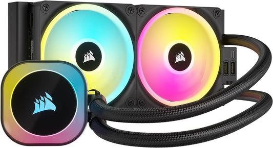 Ventilador P/Cpu Corsair (Cw-9061001-Ww) Icue Link H100I Rgb Aio,240Mm,2 Fan,Negro