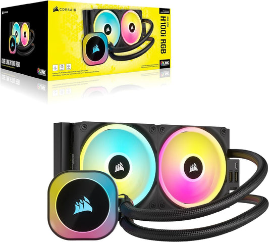 Ventilador P/Cpu Corsair (Cw-9061001-Ww) Icue Link H100I Rgb Aio,240Mm,2 Fan,Negro