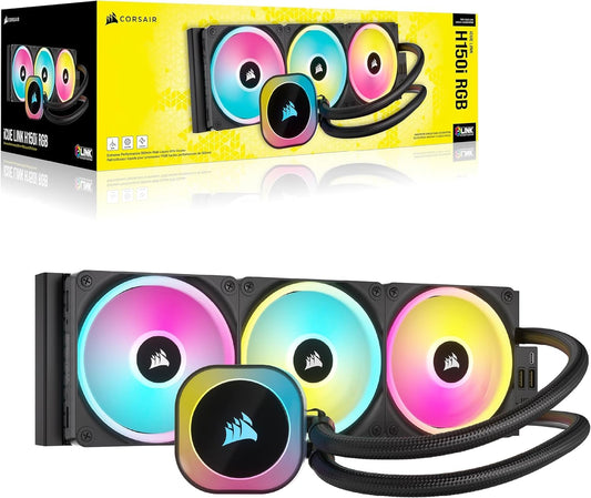 Ventilador P/Cpu Corsair (Cw-9061003-Ww) Icue Link H150I Rgb Aio,360Mm,3 Fan,Negro