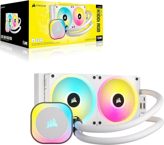 Ventilador P/Cpu Corsair (Cw-9061005-Ww) Icue Link H100I Rgb Aio,240Mm,2 Fan,Blanco
