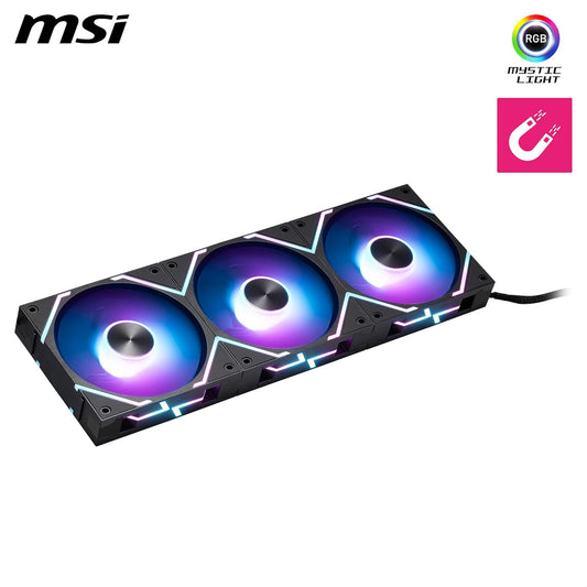 Ventilador P/Gabinete Msi (Mpg Ez120 Argb-3B) Argb Conexion Magnetica 3 Fan 360Mm Negro