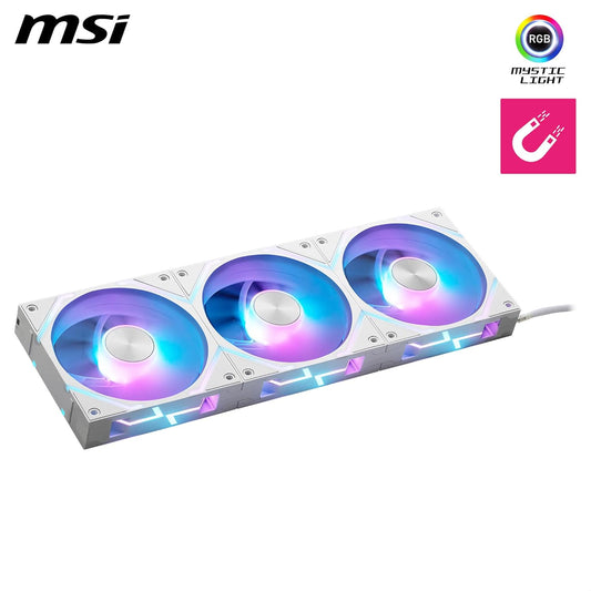 Ventilador P/Gabinete Msi (Mpg Ez120 Argb White-3W) Argb Conexion Magnetica 3 Fan 360Mm Blanco