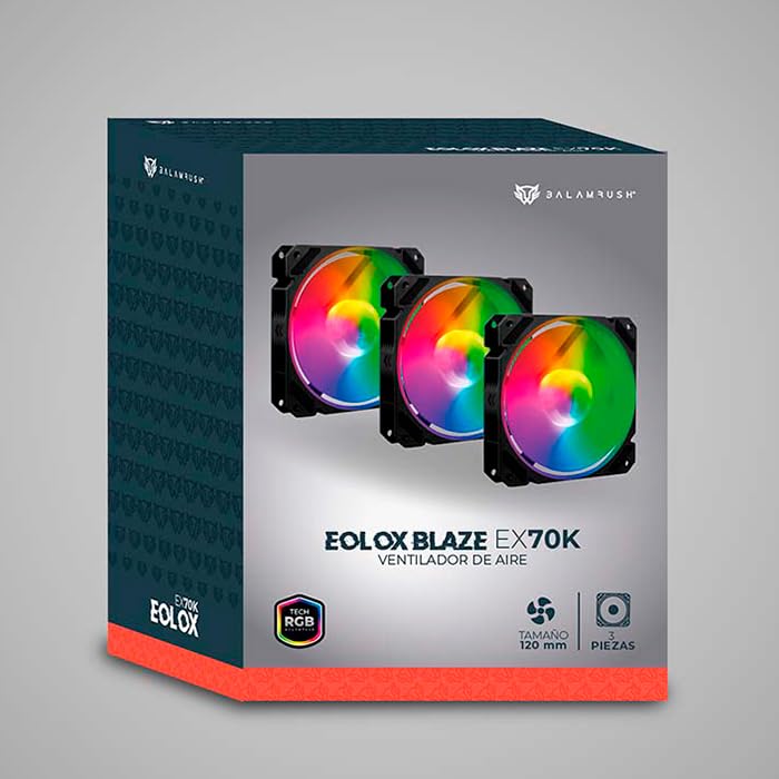 Ventiladores P/Gabinete Balam Rush (Br-937962) Eolox Blaze Ex70Krgb120 Mm3 Fannegro