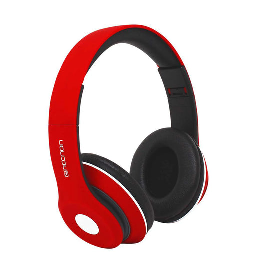 Audifonos Necnon (Nbh-01R-Rj) Bth,C/Microfono,Anti-Golpes,Aux 3.5,Entrada Tf,Fm,Bateria 350Mah,Rojo