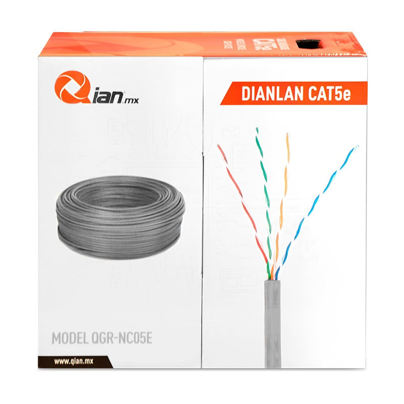 Bobina Utp Qian 305 Mts / Cat5E / Interior /Gris /24 Awg /Qian Qhr-Cat5E