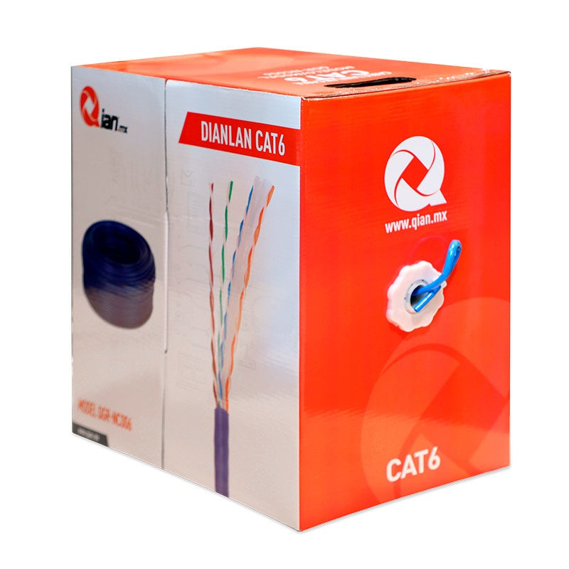 Bobina Utp Qian 305Mts / Cat6 / Interior / Azul / 23 Awg / Qgr-Nc006