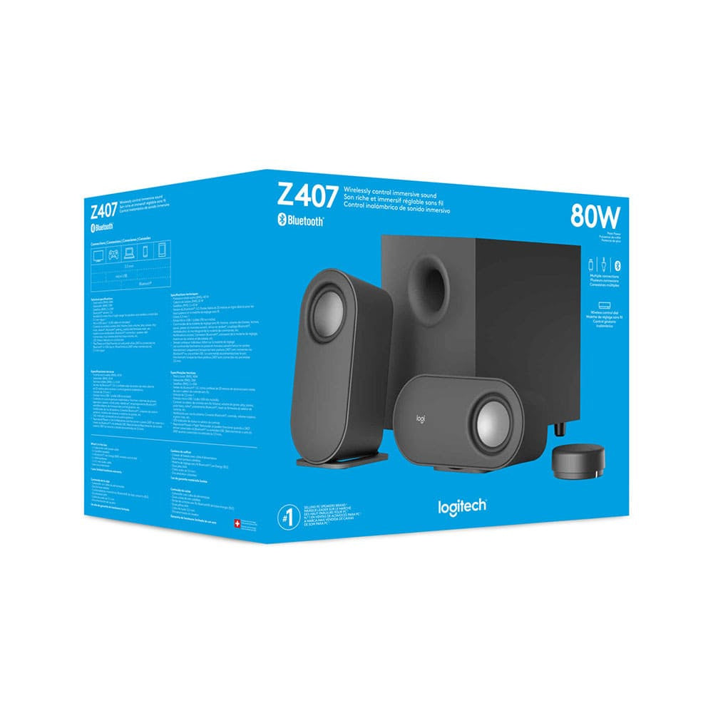 Logitech Bocina Con Subwoofer Z407, Bluetooth, Alámbrico/Inalámbrico, 40W Rms, Usb, Negro