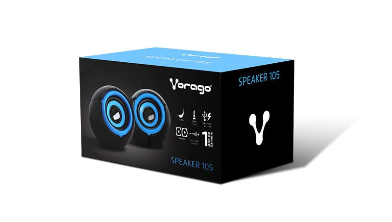 Vorago Bocinas Portátiles Spk-105, Alámbrico, 2.0, 6W Rms, Negro